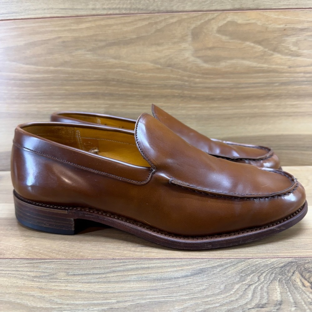 GRENSON Moc Toe Loafers Mens US 8 UK 7 Brown Leather Dress Shoes Business Modern